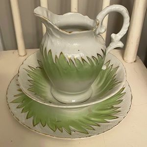 Vintage (old) 3 pieces. Plate, bowl and pitcher. No chips or cracks.